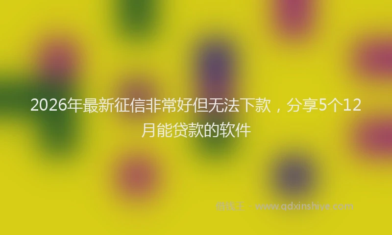 2026年最新征信非常好但无法下款，分享5个12月能贷款的软件