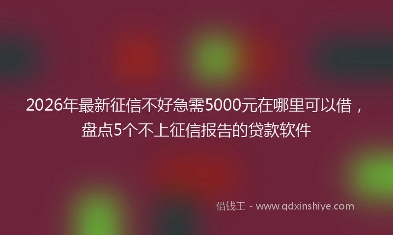 2026年最新征信不好急需5000元在哪里可以借，盘点5个不上征信报告的贷款软件