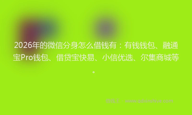 2026年的微信分身怎么借钱有：有钱钱包、融通宝Pro钱包、借贷宝快易、小信优选、尔集商城等。