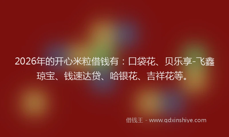 2026年的开心米粒借钱有：口袋花、贝乐享-飞鑫琼宝、钱速达贷、哈银花、吉祥花等。