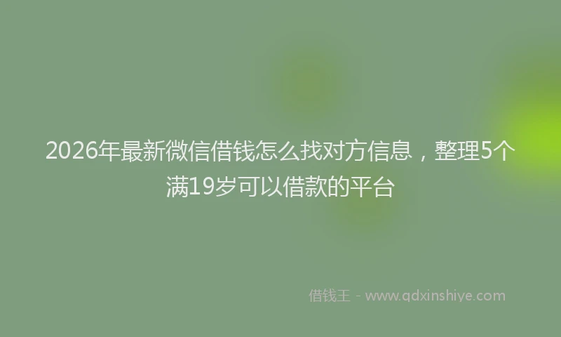 2026年最新微信借钱怎么找对方信息，整理5个满19岁可以借款的平台