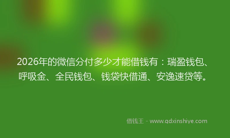 2026年的微信分付多少才能借钱有：瑞盈钱包、呼吸金、全民钱包、钱袋快借通、安逸速贷等。