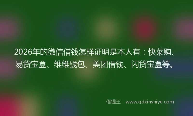 2026年的微信借钱怎样证明是本人有：快莱购、易贷宝盒、维维钱包、美团借钱、闪贷宝盒等。