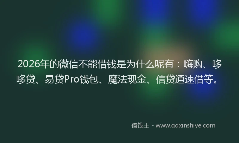2026年的微信不能借钱是为什么呢有：嗨购、哆哆贷、易贷Pro钱包、魔法现金、信贷通速借等。