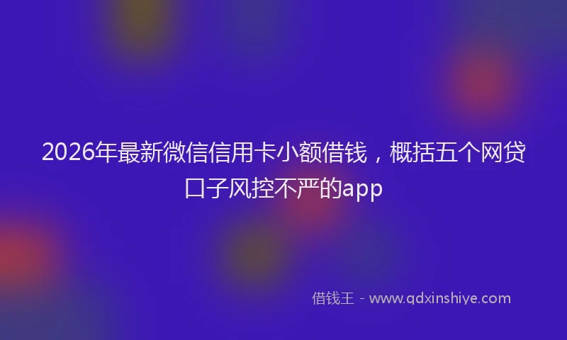 2026年最新微信信用卡小额借钱，概括五个网贷口子风控不严的app