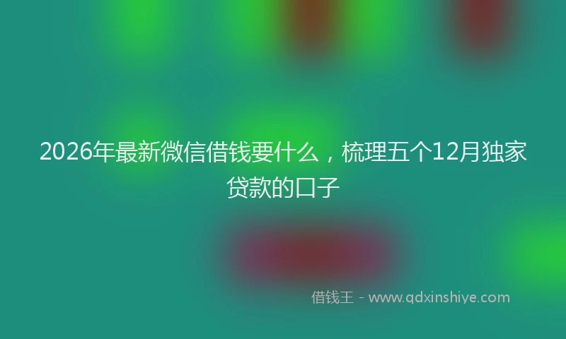 2026年最新微信借钱要什么，梳理五个12月独家贷款的口子