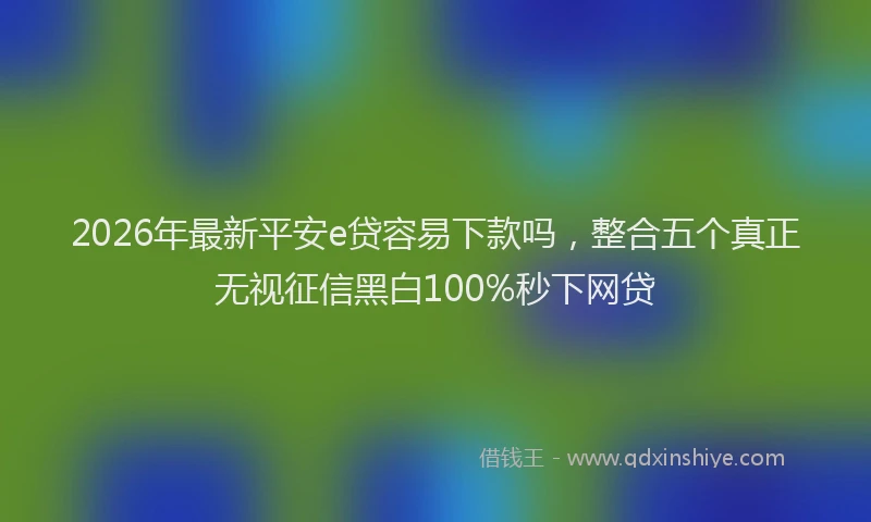 2026年最新平安e贷容易下款吗，整合五个真正无视征信黑白100%秒下网贷