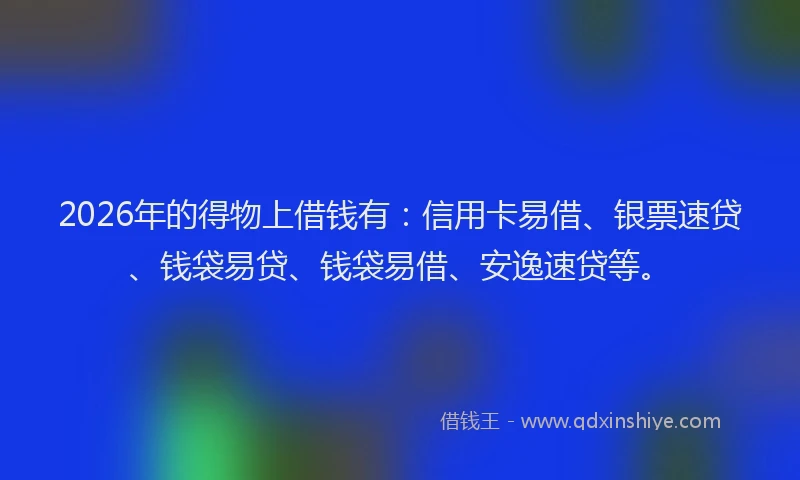 2026年的得物上借钱有：信用卡易借、银票速贷、钱袋易贷、钱袋易借、安逸速贷等。