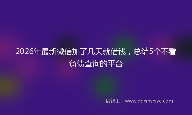 2026年最新微信加了几天就借钱，总结5个不看负债查询的平台