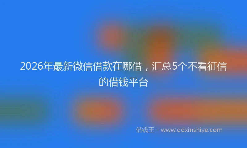 2026年最新微信借款在哪借，汇总5个不看征信的借钱平台