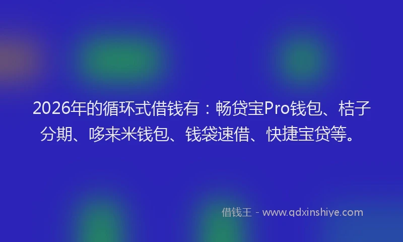 2026年的循环式借钱有：畅贷宝Pro钱包、桔子分期、哆来米钱包、钱袋速借、快捷宝贷等。