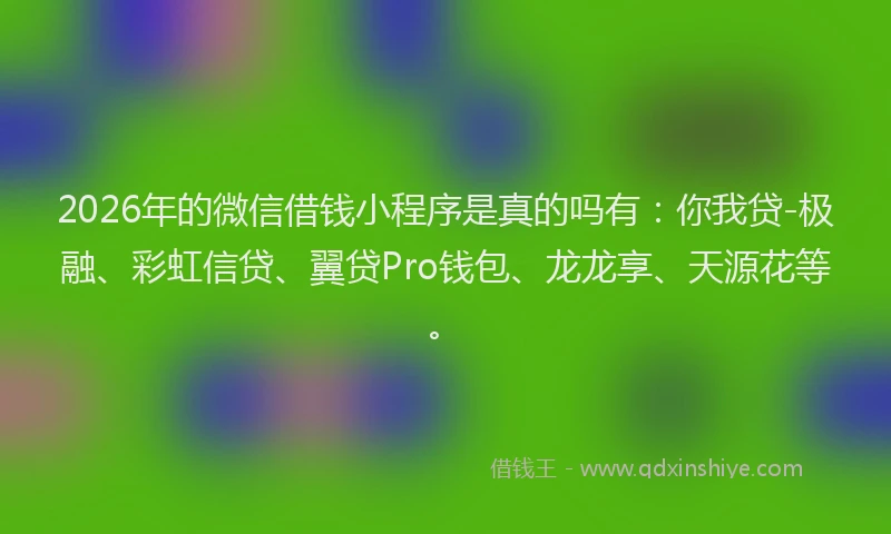 2026年的微信借钱小程序是真的吗有：你我贷-极融、彩虹信贷、翼贷Pro钱包、龙龙享、天源花等。