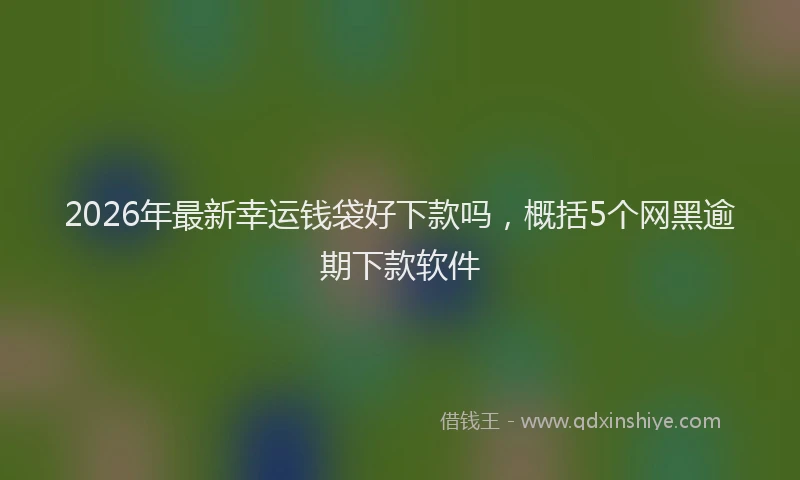 2026年最新幸运钱袋好下款吗，概括5个网黑逾期下款软件