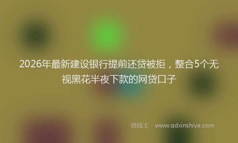 2026年最新建设银行提前还贷被拒，整合5个无视黑花半夜下款的网贷口子