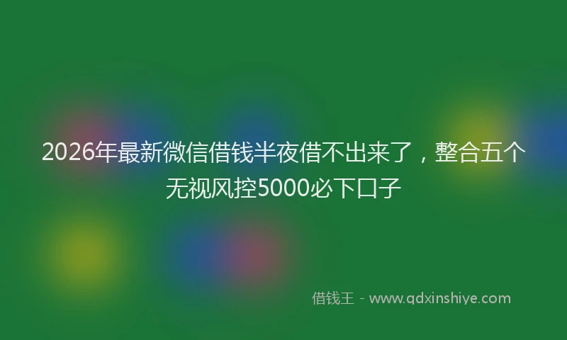 2026年最新微信借钱半夜借不出来了，整合五个无视风控5000必下口子