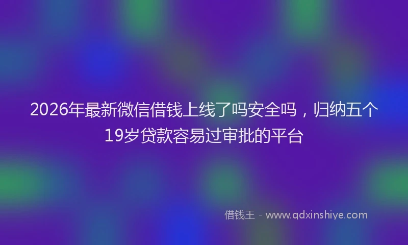 2026年最新微信借钱上线了吗安全吗，归纳五个19岁贷款容易过审批的平台