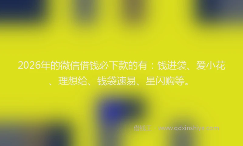 2026年的微信借钱必下款的有：钱进袋、爱小花、理想给、钱袋速易、星闪购等。