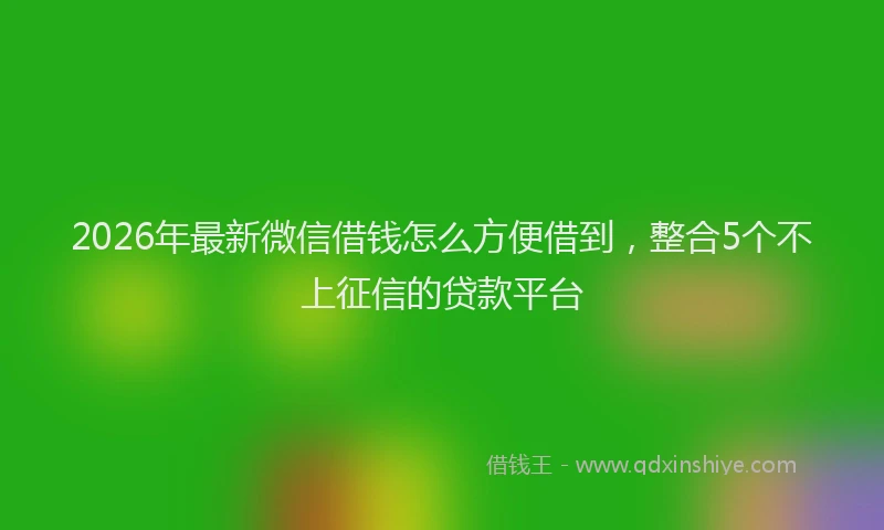 2026年最新微信借钱怎么方便借到，整合5个不上征信的贷款平台