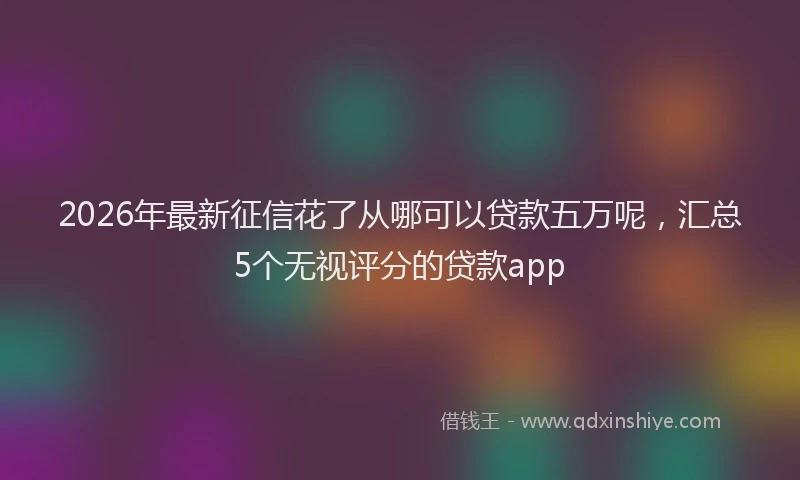 2026年最新征信花了从哪可以贷款五万呢，汇总5个无视评分的贷款app