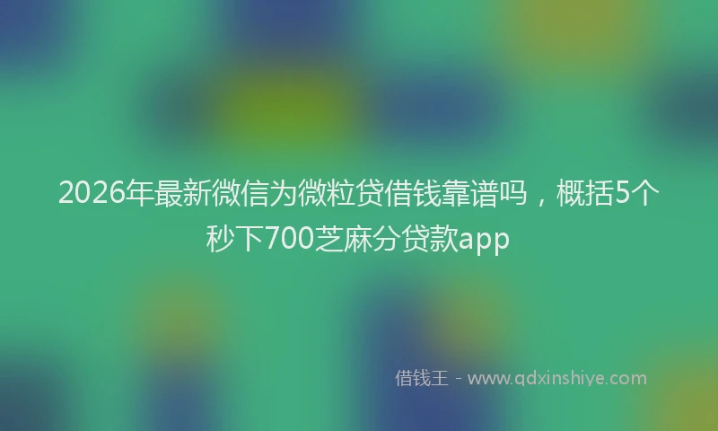 2026年最新微信为微粒贷借钱靠谱吗，概括5个秒下700芝麻分贷款app