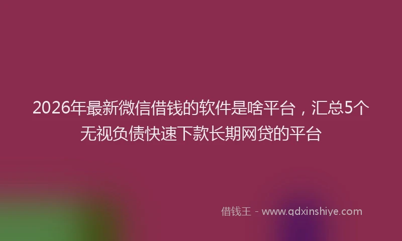 2026年最新微信借钱的软件是啥平台，汇总5个无视负债快速下款长期网贷的平台