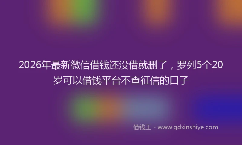 2026年最新微信借钱还没借就删了，罗列5个20岁可以借钱平台不查征信的口子