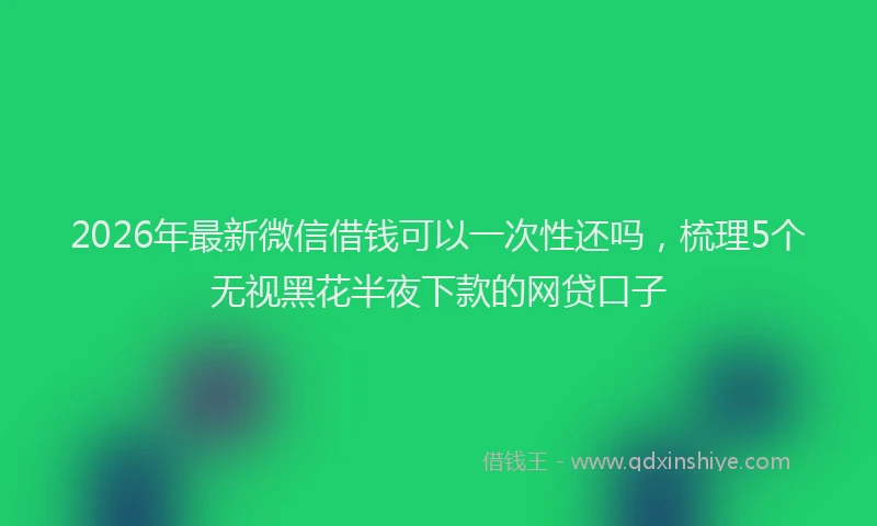 2026年最新微信借钱可以一次性还吗，梳理5个无视黑花半夜下款的网贷口子