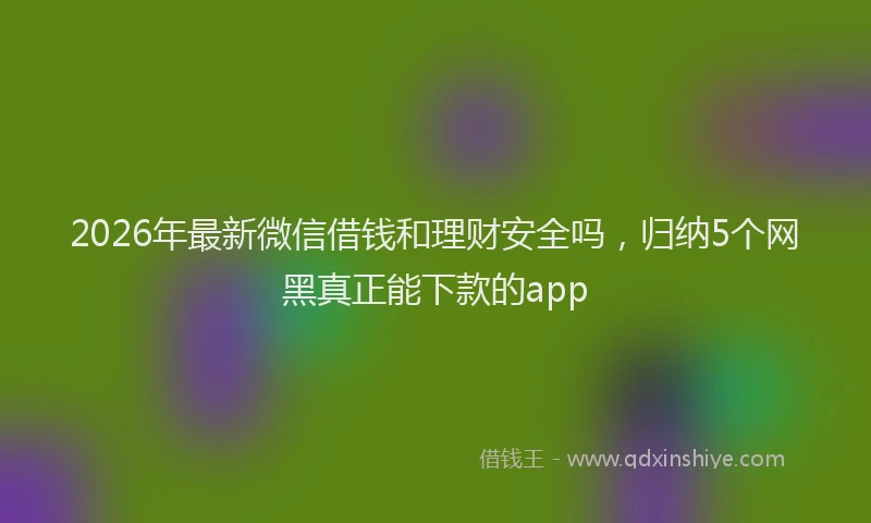 2026年最新微信借钱和理财安全吗，归纳5个网黑真正能下款的app