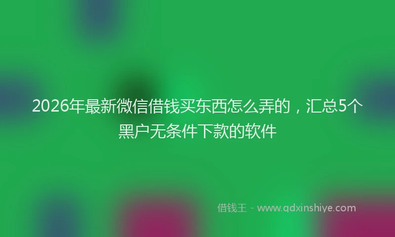 2026年最新微信借钱买东西怎么弄的，汇总5个黑户无条件下款的软件