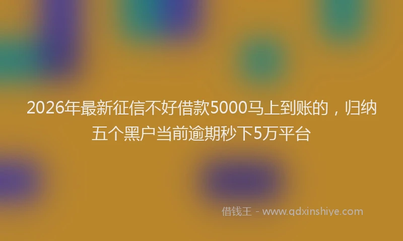 2026年最新征信不好借款5000马上到账的，归纳五个黑户当前逾期秒下5万平台