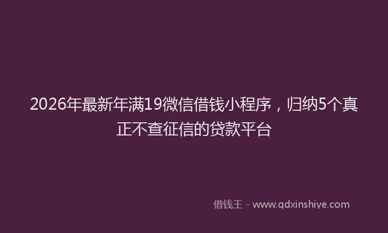 2026年最新年满19微信借钱小程序，归纳5个真正不查征信的贷款平台