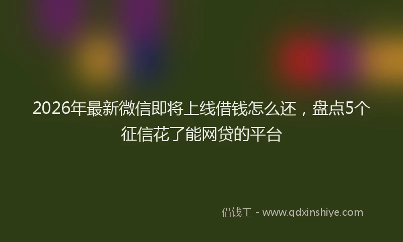 2026年最新微信即将上线借钱怎么还，盘点5个征信花了能网贷的平台