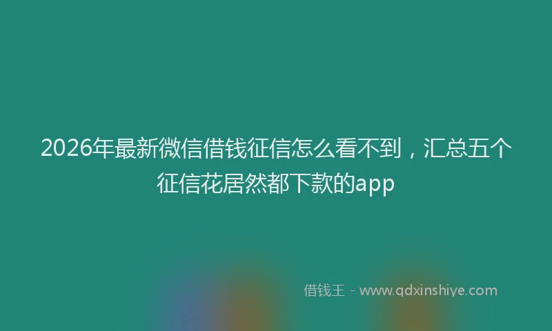 2026年最新微信借钱征信怎么看不到，汇总五个征信花居然都下款的app