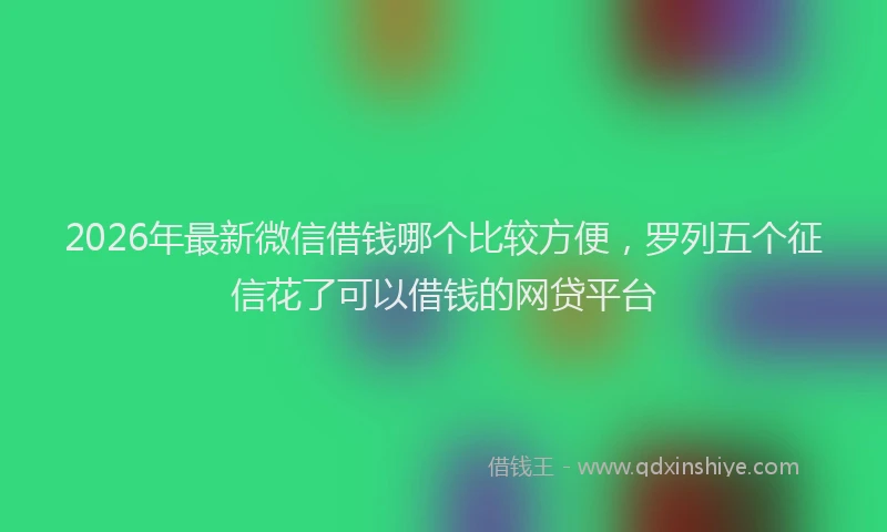 2026年最新微信借钱哪个比较方便，罗列五个征信花了可以借钱的网贷平台