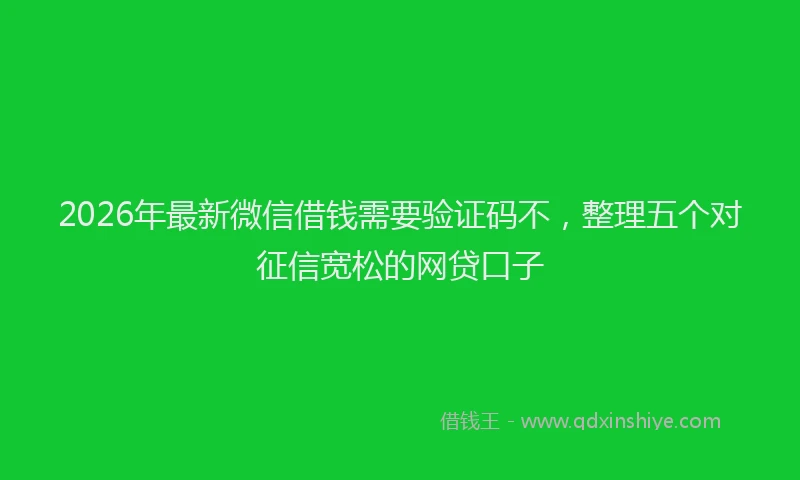 2026年最新微信借钱需要验证码不，整理五个对征信宽松的网贷口子