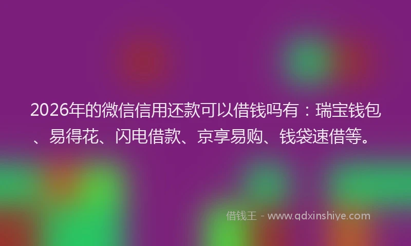 2026年的微信信用还款可以借钱吗有：瑞宝钱包、易得花、闪电借款、京享易购、钱袋速借等。