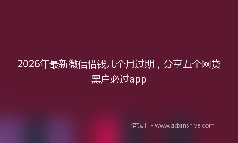 2026年最新微信借钱几个月过期，分享五个网贷黑户必过app