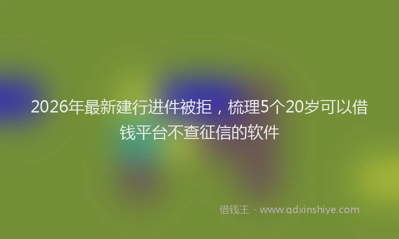 2026年最新建行进件被拒，梳理5个20岁可以借钱平台不查征信的软件