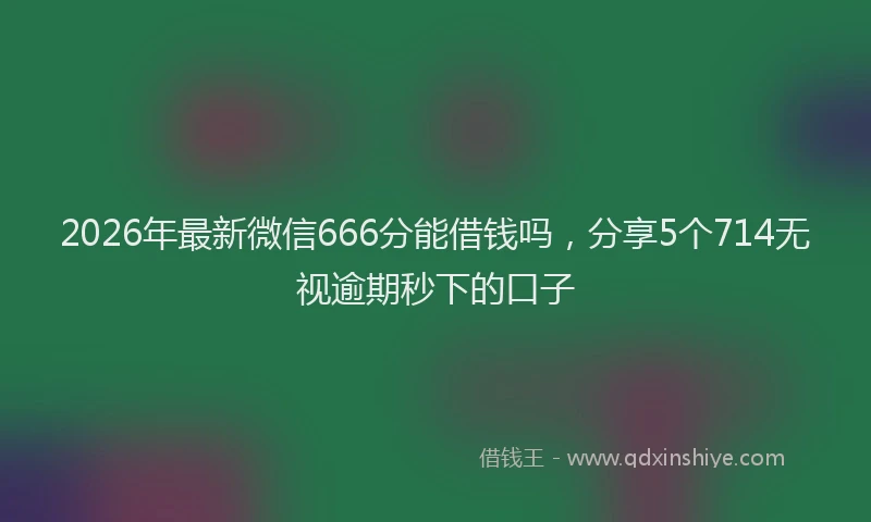 2026年最新微信666分能借钱吗，分享5个714无视逾期秒下的口子