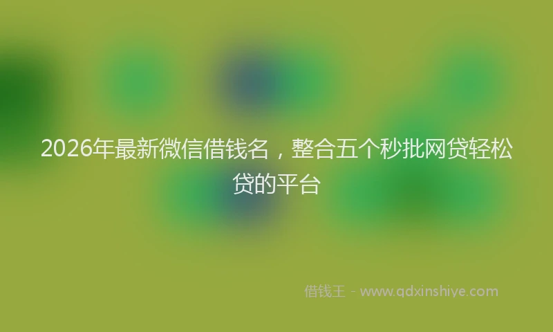 2026年最新微信借钱名，整合五个秒批网贷轻松贷的平台
