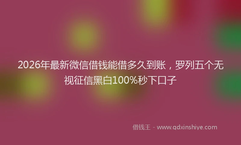 2026年最新微信借钱能借多久到账，罗列五个无视征信黑白100%秒下口子