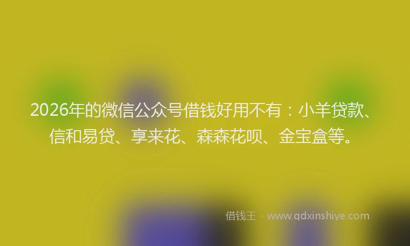 2026年的微信公众号借钱好用不有：小羊贷款、信和易贷、享来花、森森花呗、金宝盒等。
