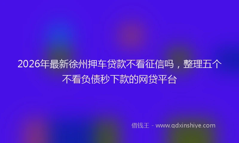 2026年最新徐州押车贷款不看征信吗，整理五个不看负债秒下款的网贷平台