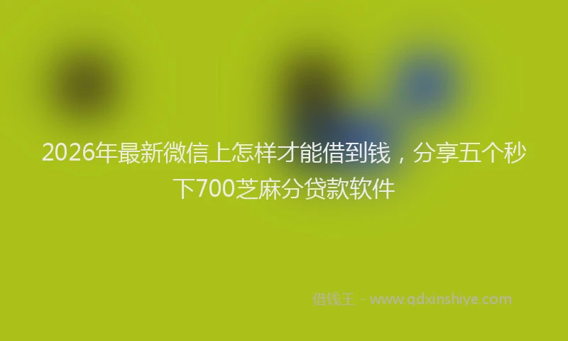 2026年最新微信上怎样才能借到钱，分享五个秒下700芝麻分贷款软件