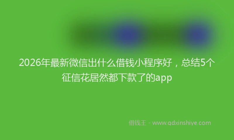2026年最新微信出什么借钱小程序好，总结5个征信花居然都下款了的app