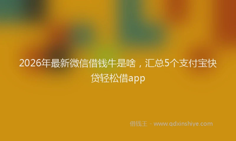 2026年最新微信借钱牛是啥，汇总5个支付宝快贷轻松借app