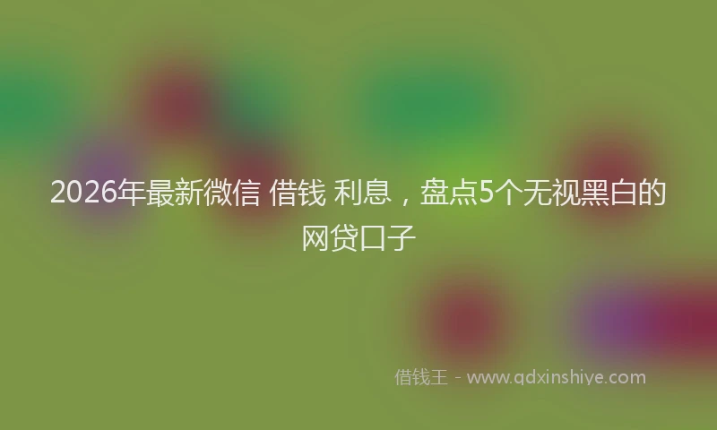 2026年最新微信 借钱 利息，盘点5个无视黑白的网贷口子