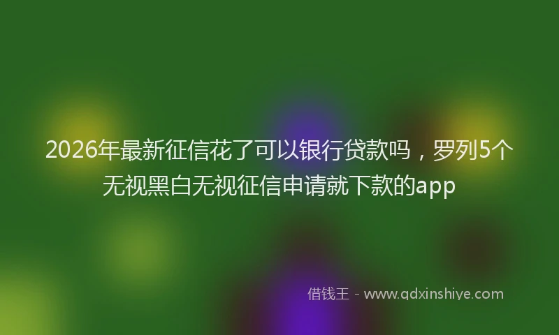 2026年最新征信花了可以银行贷款吗，罗列5个无视黑白无视征信申请就下款的app