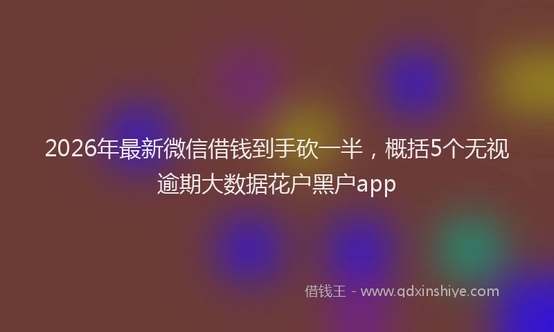 2026年最新微信借钱到手砍一半，概括5个无视逾期大数据花户黑户app