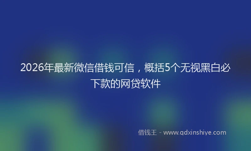 2026年最新微信借钱可信，概括5个无视黑白必下款的网贷软件